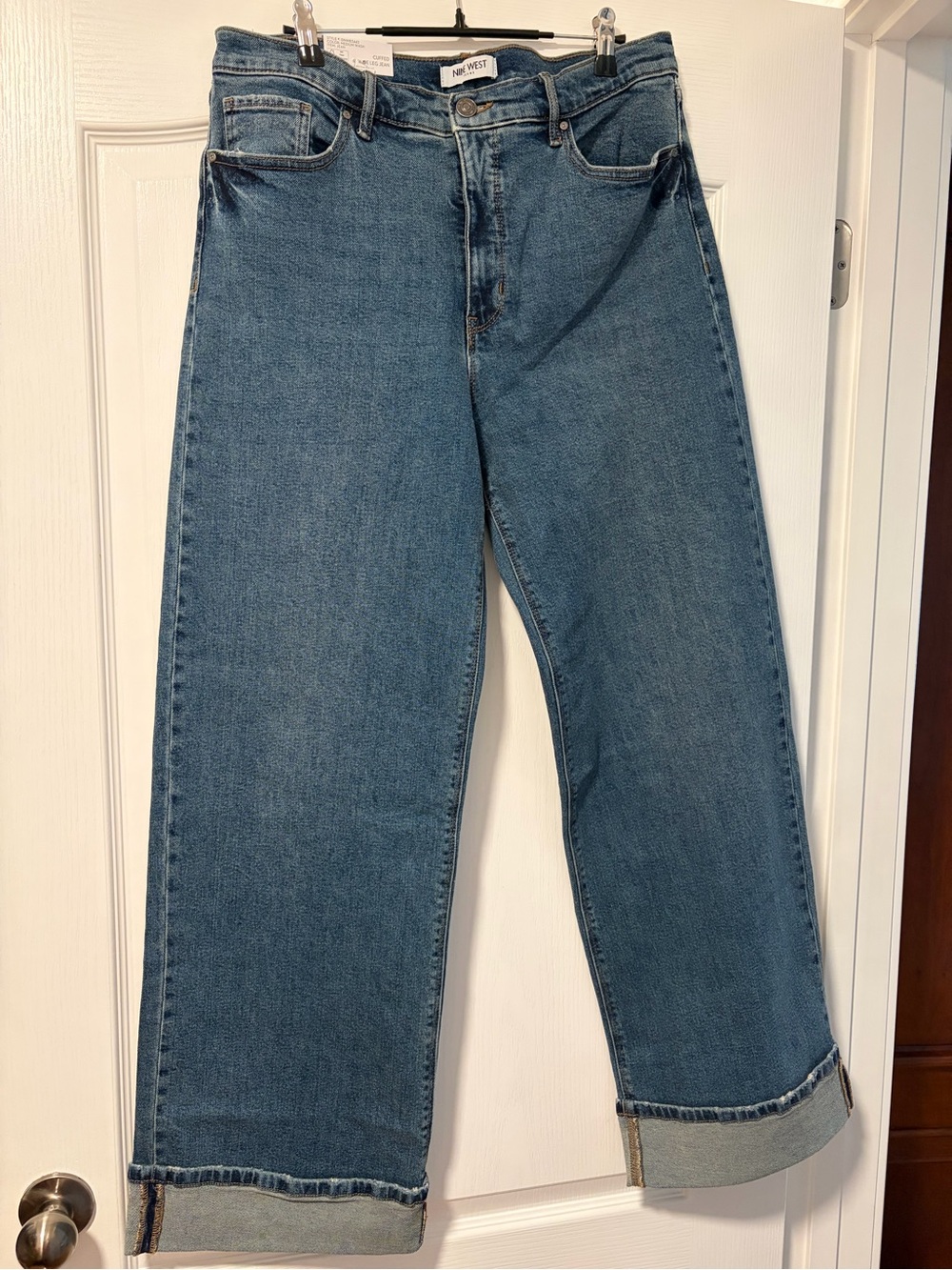 NWT Nine West Medium Blue Wide-Leg Cuffed Women's Jeans